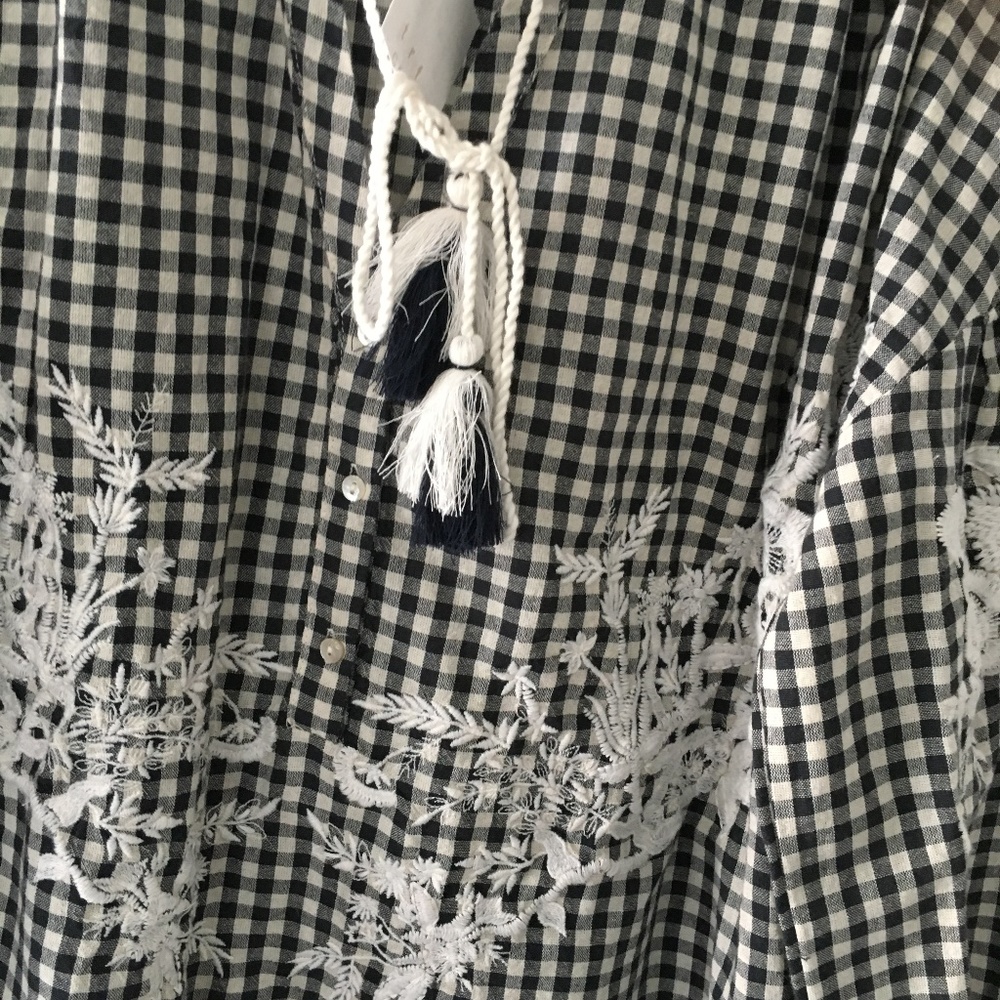 nwt womens ZARA oversized floral checkered top - Picture 2 of 7